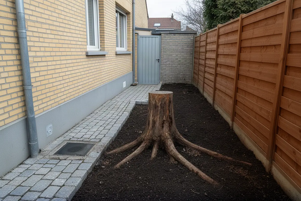 Souche gênant un passage étroit à Lambersart