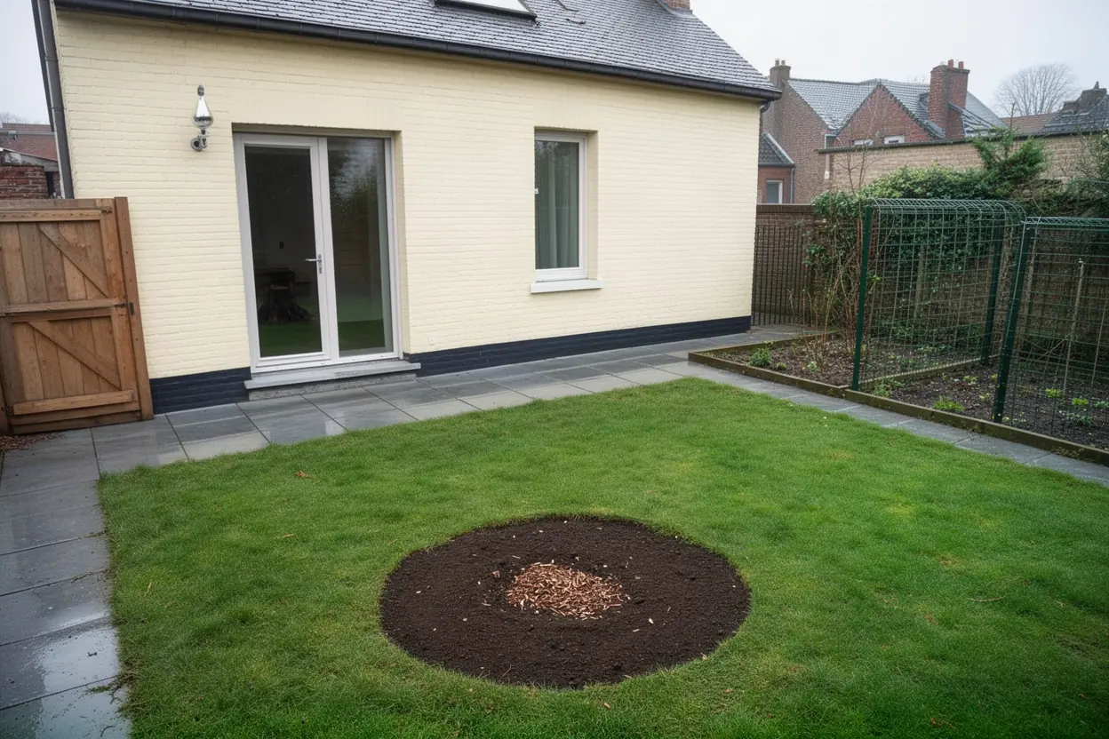 Cour nivelée après dessouchage à Lille