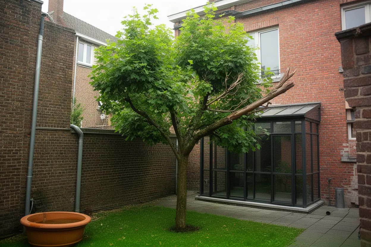 Érable dense avant taille encordée à Lille
